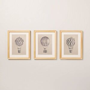 11"x14" Hot Air Balloon Sketch Framed Wall Art (Set of 3) - Hearth & Hand